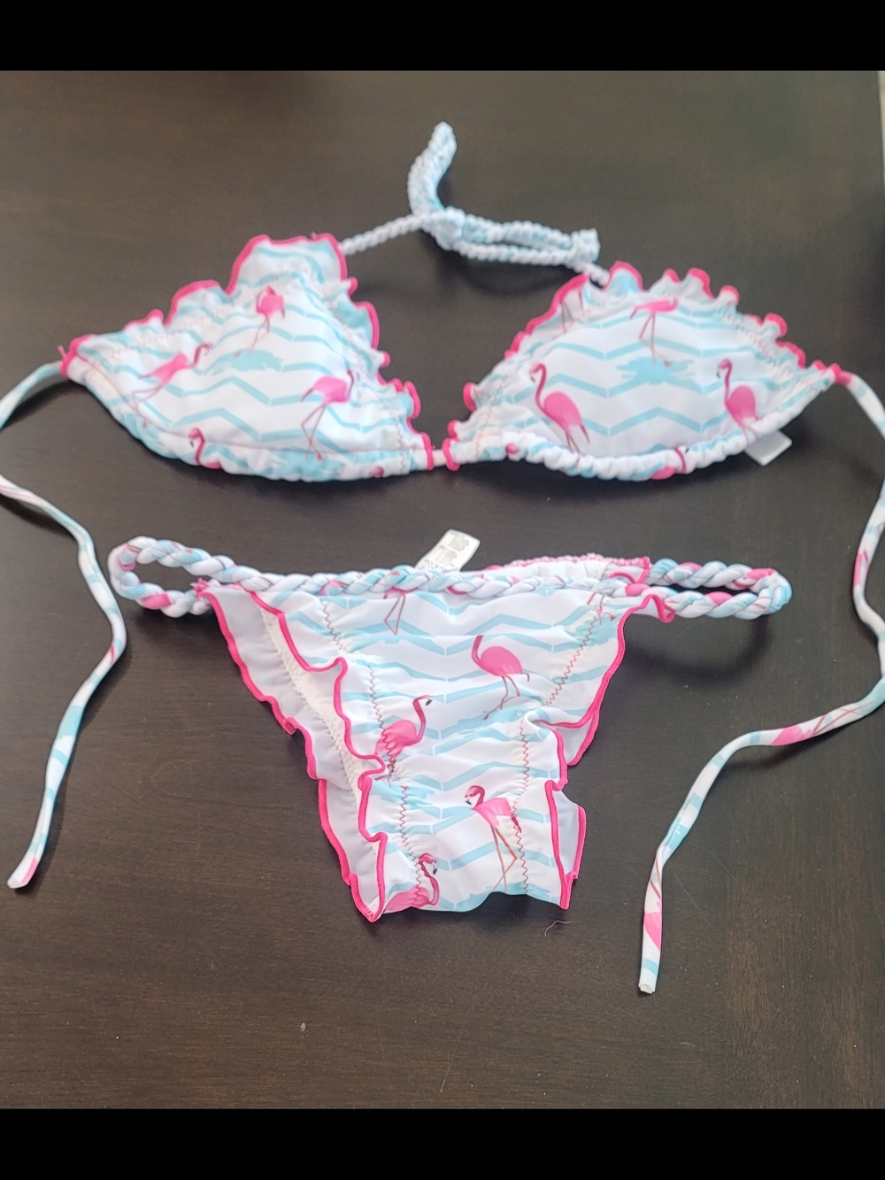 Source Unknown Pink & Light Blue Flamingo Bikini